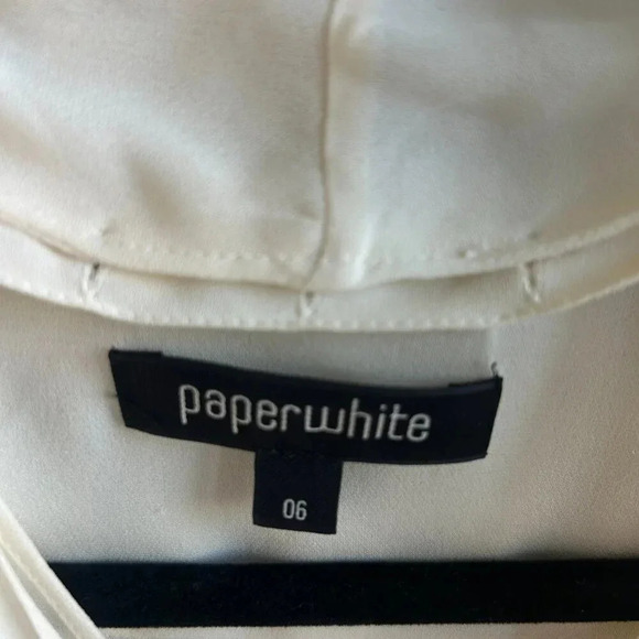 Paper White Ivory Silk Blouse with Removable Tie Bow Size 6 - Picture 4 of 7